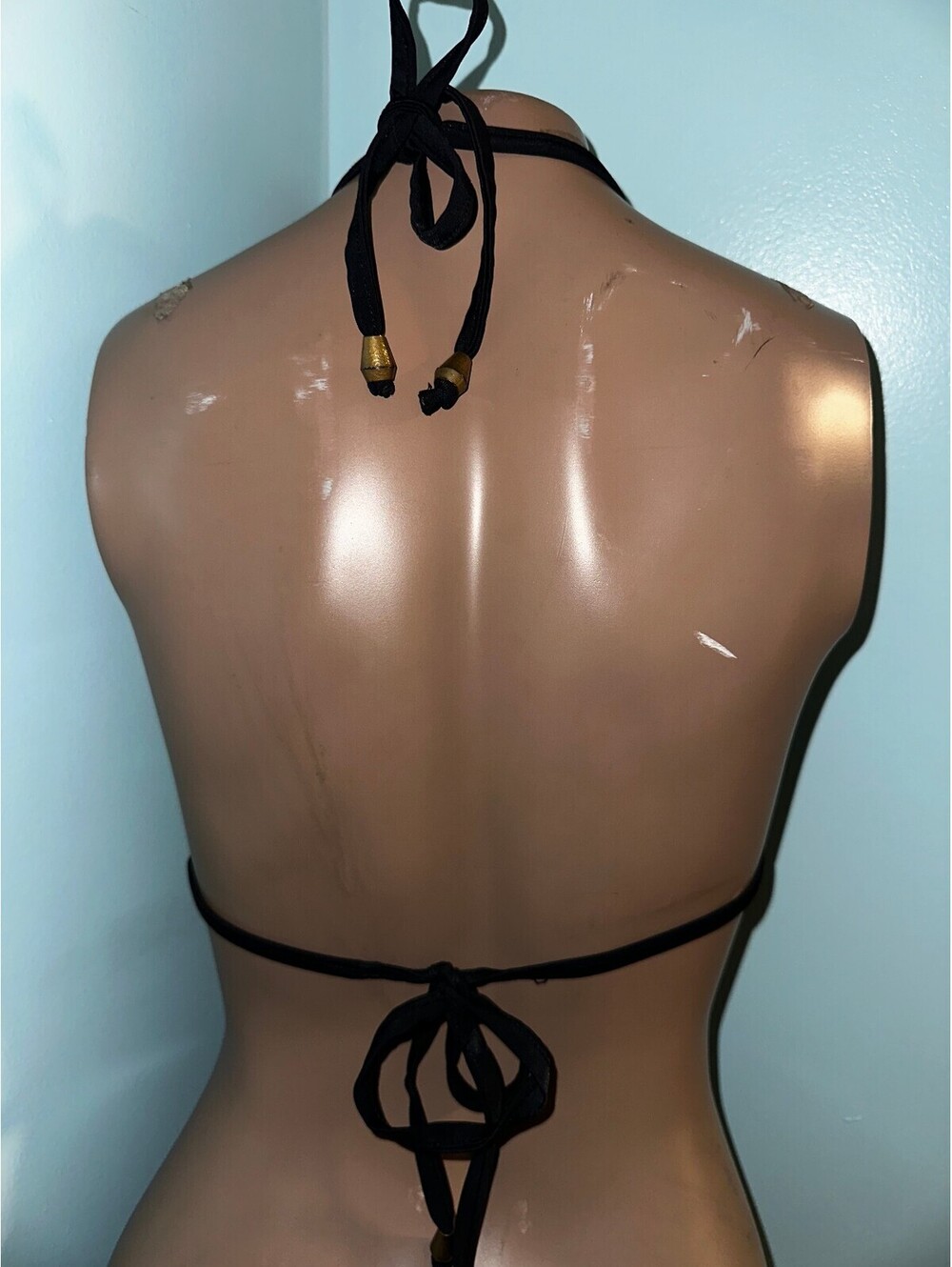 Women's Black Sequin Halter Bikini Swimsuit Size L - Picture 5 of 12